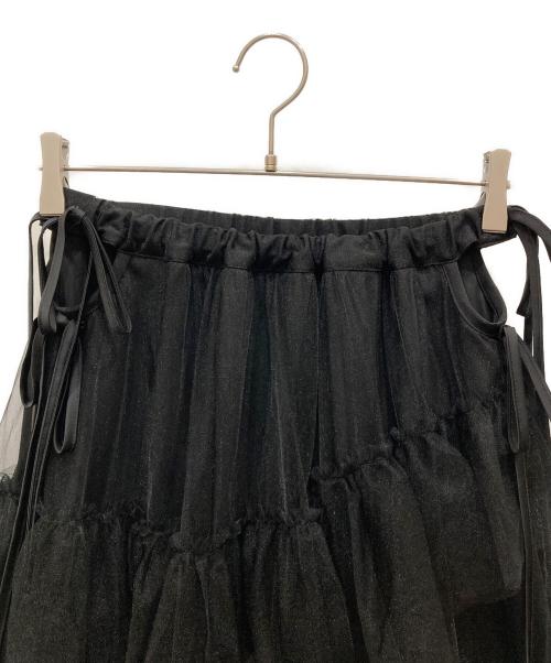 M ME EME（エムミーエメ）M me eme (エムミーエメ) Side ribbon tulle long skirt ブラック サイズ:不明の古着・服飾アイテム