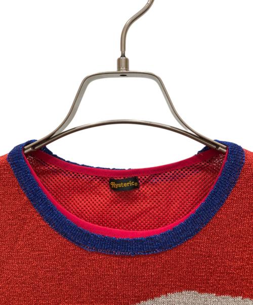 hysteric（ヒステリック）Hysteric (ヒステリック) 半袖ラメニット レッド×ブルー サイズ:140cmの古着・服飾アイテム
