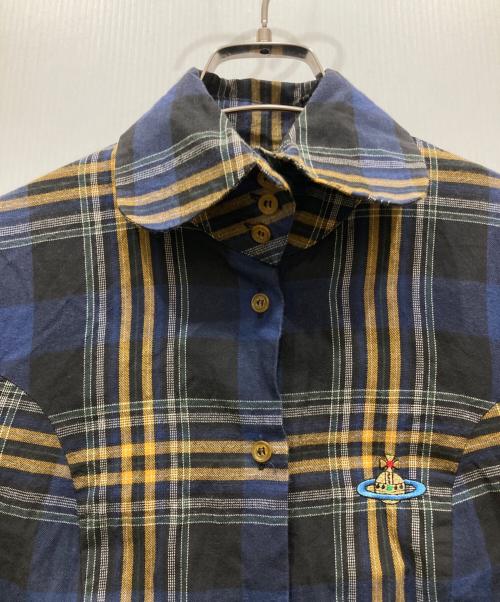 Vivienne Westwood（ヴィヴィアンウエストウッド）Vivienne Westwood (ヴィヴィアンウエストウッド) チェックシャツワンピース ネイビー×イエロー サイズ:SIZE 42の古着・服飾アイテム