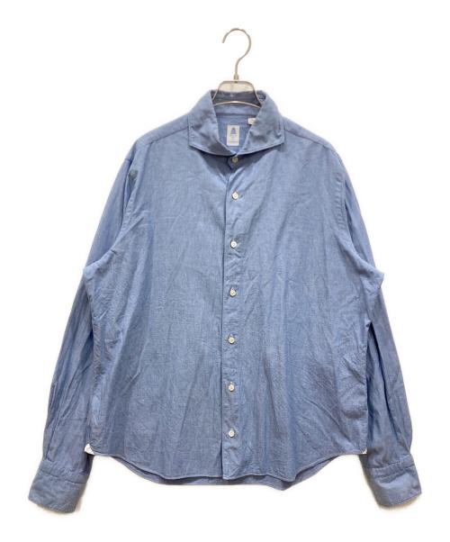 finamore（フィナモレ）Finamore (フィナモレ) BARNEYS NEWYORK (バーニーズ・ニューヨーク) 別注カッタウェイシャツ スカイブルー サイズ:SIZE XLの古着・服飾アイテム