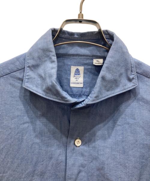 finamore（フィナモレ）Finamore (フィナモレ) BARNEYS NEWYORK (バーニーズ・ニューヨーク) 別注カッタウェイシャツ スカイブルー サイズ:SIZE XLの古着・服飾アイテム