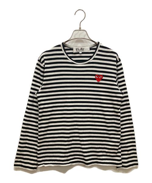 PLAY COMME des GARCONS（プレイコムデギャルソン）PLAY COMME des GARCONS (プレイコムデギャルソン) ハートワッペンボーダーカットソー ホワイト サイズ:SIZE Sの古着・服飾アイテム