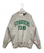 Champion REVERSE WEAVE×STARBUCKS STAND by BEAMSチャンピオン リバース ウィーブ×スターバックス スタンド バイ ビームス）の古着「コラボクルーネックスウェット」｜グレー