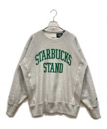 Champion REVERSE WEAVE×STARBUCKS STAND by BEAMS（チャンピオン リバース ウィーブ×スターバックス スタンド バイ ビームス）の古着「コラボクルーネックスウェット」｜グレー
