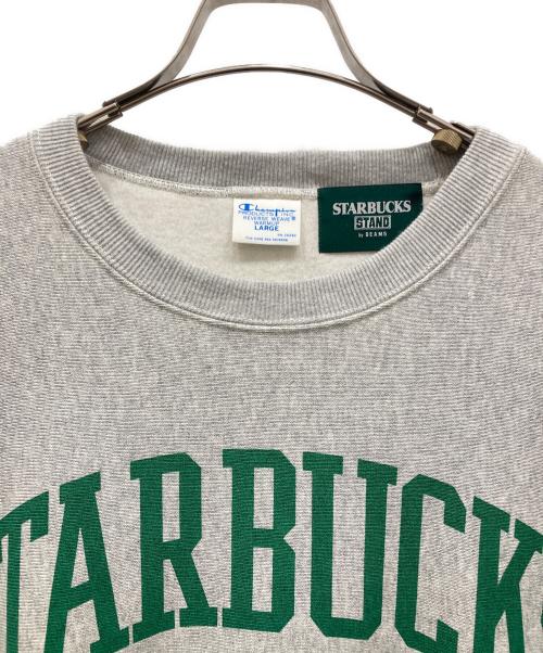 Champion REVERSE WEAVE（チャンピオン リバース ウィーブ）Champion REVERSE WEAVE (チャンピオン リバース ウィーブ) STARBUCKS STAND by BEAMS (スターバックス スタンド バイ ビームス) コラボクルーネックスウェット グレー サイズ:SIZE Lの古着・服飾アイテム