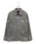 stussy（ステューシー）の古着「両面刺繍ヒッコリーカバーオール」｜ネイビー×ホワイト