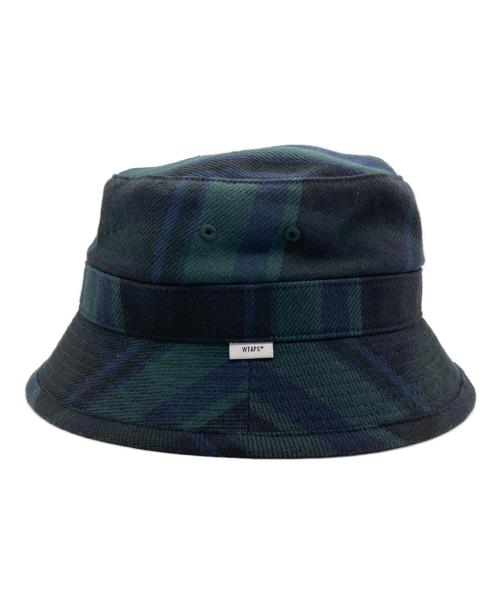 WTAPS（ダブルタップス）WTAPS (ダブルタップス) BUCKET 03 / HAT / COTTON. FLANNEL. TEXTILE グリーン×ネイビー サイズ:SIZE 03の古着・服飾アイテム