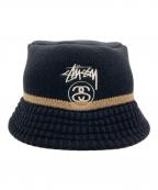 stussyステューシー）の古着「SS Link Knit Bucket Hat」｜ブラック