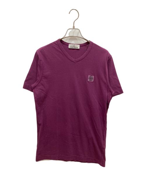 STONE ISLAND（ストーンアイランド）STONE ISLAND (ストーンアイランド) ロゴ刺繍VネックTシャツ パープル サイズ:SIZE Sの古着・服飾アイテム