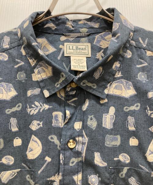 L.L.Bean（エルエルビーン）L.L.Bean (エルエルビーン) キャンプ柄半袖シャツ ネイビー サイズ:SIZE XLの古着・服飾アイテム