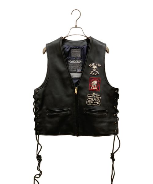 KADOYA（カドヤ）KADOYA (カドヤ) パッチワークレザーベスト ブラック サイズ:SIZE 3Lの古着・服飾アイテム