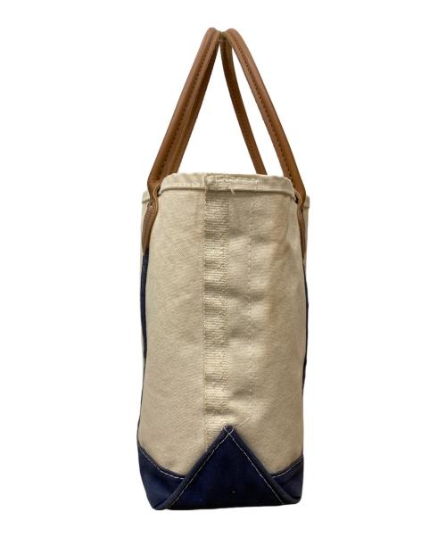 L.L.Bean（エルエルビーン）L.L.Bean (エルエルビーン) レザーハンドルキャンバストートバッグ アイボリー×ネイビーの古着・服飾アイテム