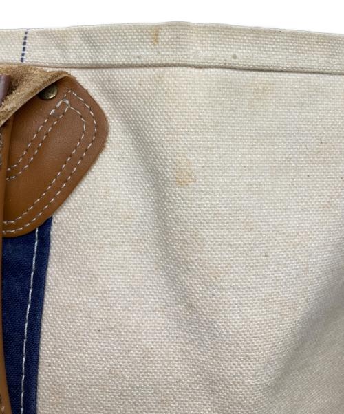 L.L.Bean（エルエルビーン）L.L.Bean (エルエルビーン) レザーハンドルキャンバストートバッグ アイボリー×ネイビーの古着・服飾アイテム