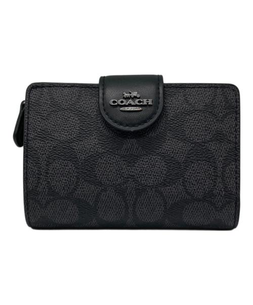 COACH（コーチ）COACH (コーチ) ミディアム コーナー ジップ ウォレット・シグネチャー キャンバス グレーの古着・服飾アイテム