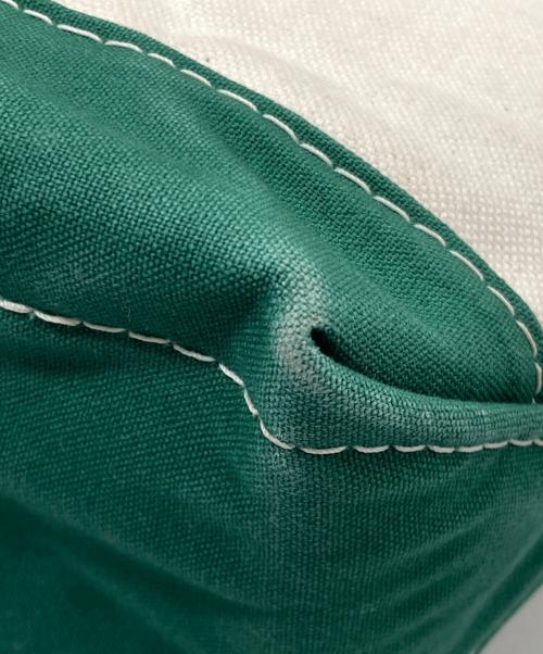 L.L.Bean（エルエルビーン）L.L.Bean (エルエルビーン) レザーハンドルハンドバッグ アイボリー×グリーンの古着・服飾アイテム