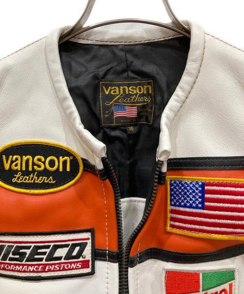 VANSON（バンソン）VANSON (バンソン) レザーライダースジャケット ホワイト サイズ:SIZE 38の古着・服飾アイテム