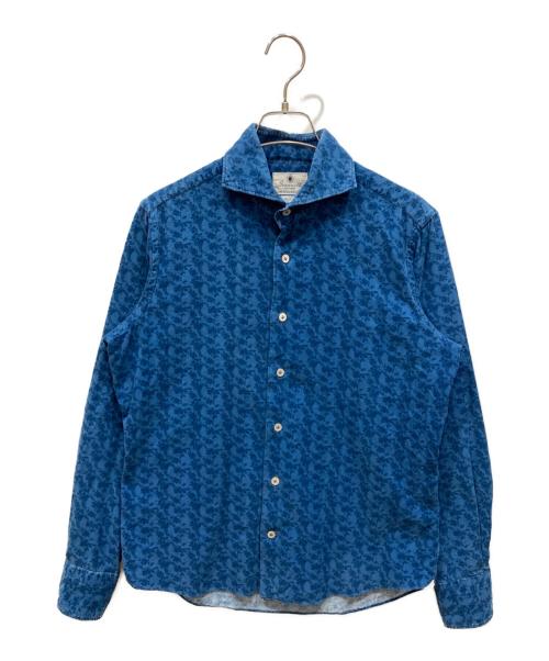 giannetto（ジャンネット）giannetto (ジャンネット) 総柄シャツ　VINCI FIT ブルー サイズ:SIZE 40の古着・服飾アイテム
