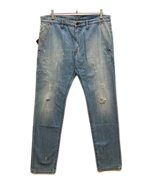 (+) People（プラスピープル）(+) PEOPLE (プラスピープル) ダメージデニムパンツ インディゴ サイズ:SIZE 36 未使用品の古着・服飾アイテム