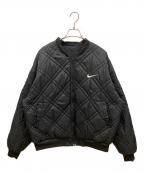 NIKEナイキ）の古着「ロゴ刺繍キルティングジャケット」｜ブラック