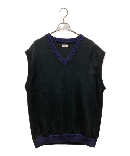 Coohem（コーヘン）Coohem (コーヘン) ニットベスト ブラック×ネイビー サイズ:SIZE Lの古着・服飾アイテム