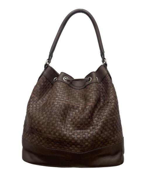 MaxMara（マックスマーラ）MaxMara (マックスマーラ) 編込みレザーバッグ ブラウンの古着・服飾アイテム
