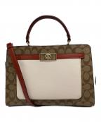 COACHコーチ）の古着「レーン キャリーオール カラーブロック シグネチャー キャンバス」｜ベージュ×ブラウン
