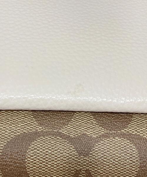 COACH（コーチ）COACH (コーチ) レーン キャリーオール カラーブロック シグネチャー キャンバス ベージュ×ブラウンの古着・服飾アイテム