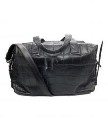 LEATHER JEWELS（レザージュエルズ）の古着「2WAYレザー型押しトートバッグ」｜ブラック