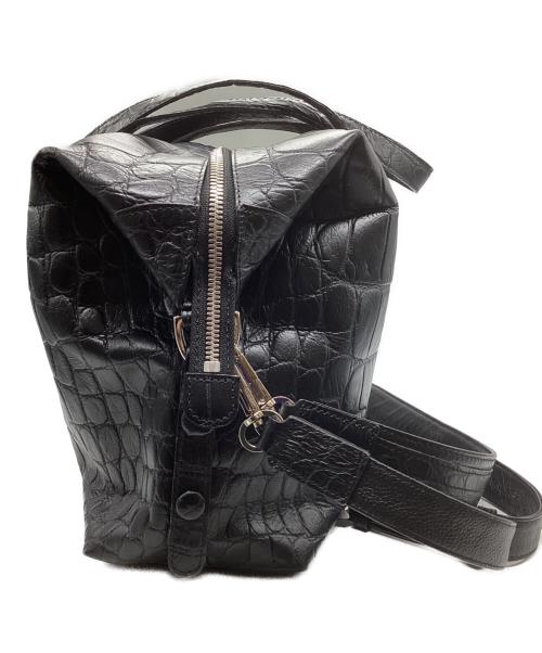 LEATHER JEWELS（レザージュエルズ）leather jewels (レザージュエルズ) 2WAYレザー型押しトートバッグ ブラックの古着・服飾アイテム