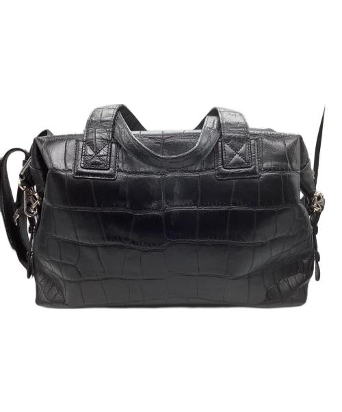 LEATHER JEWELS（レザージュエルズ）leather jewels (レザージュエルズ) 2WAYレザー型押しトートバッグ ブラックの古着・服飾アイテム
