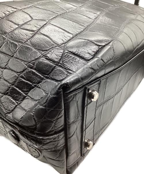 LEATHER JEWELS（レザージュエルズ）leather jewels (レザージュエルズ) 2WAYレザー型押しトートバッグ ブラックの古着・服飾アイテム