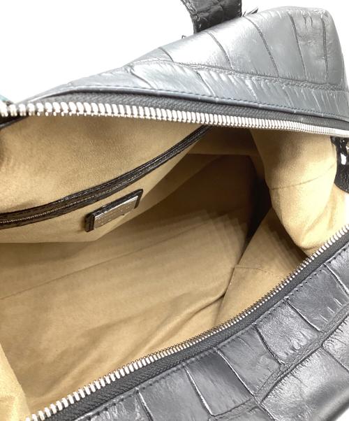 LEATHER JEWELS（レザージュエルズ）leather jewels (レザージュエルズ) 2WAYレザー型押しトートバッグ ブラックの古着・服飾アイテム