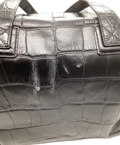 LEATHER JEWELS（レザージュエルズ）leather jewels (レザージュエルズ) 2WAYレザー型押しトートバッグ ブラックの古着・服飾アイテム