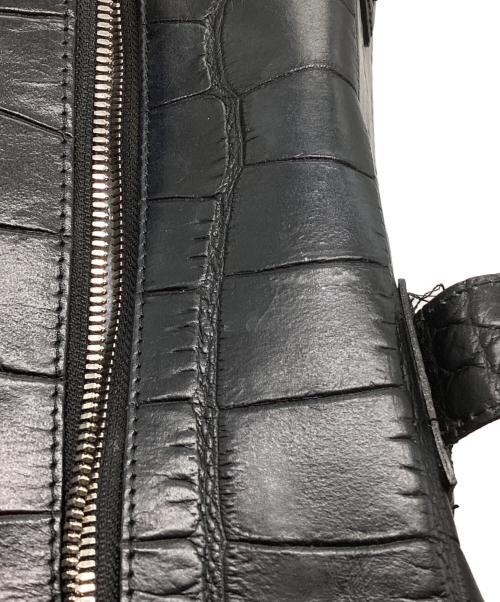 LEATHER JEWELS（レザージュエルズ）leather jewels (レザージュエルズ) 2WAYレザー型押しトートバッグ ブラックの古着・服飾アイテム