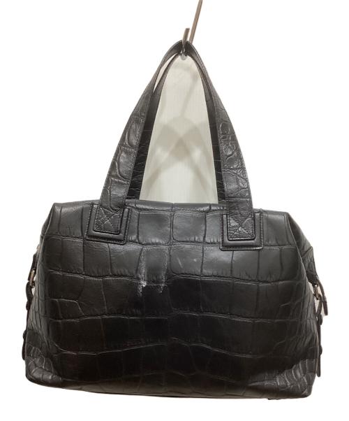 LEATHER JEWELS（レザージュエルズ）leather jewels (レザージュエルズ) 2WAYレザー型押しトートバッグ ブラックの古着・服飾アイテム