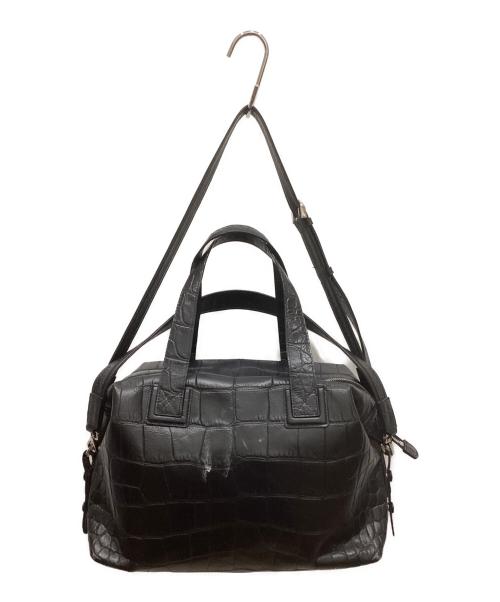 LEATHER JEWELS（レザージュエルズ）leather jewels (レザージュエルズ) 2WAYレザー型押しトートバッグ ブラックの古着・服飾アイテム