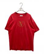 VALENTINOヴァレンティノ）の古着「ロゴ刺繍 Tシャツ」｜レッド