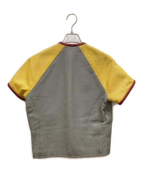 VANSON（バンソン）VANSON (バンソン) 半袖パンチングライダース イエロー×グレー サイズ:SMサイズの古着・服飾アイテム