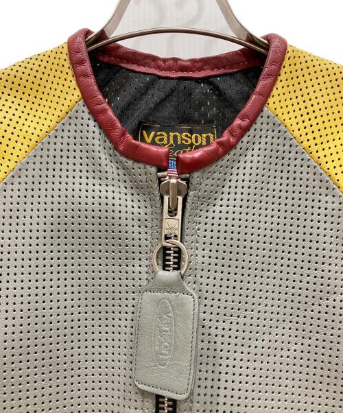 VANSON（バンソン）VANSON (バンソン) 半袖パンチングライダース イエロー×グレー サイズ:SMサイズの古着・服飾アイテム
