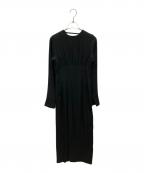 TODAYFULトゥデイフル）の古着「Backopen Linen Dress」｜ブラック