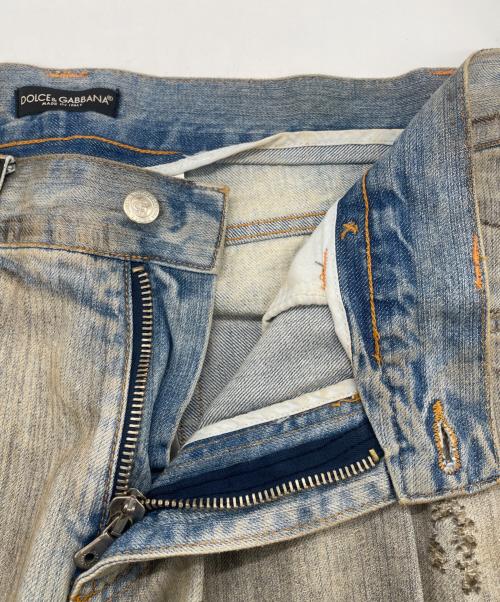 DOLCE & GABBANA（ドルチェ＆ガッバーナ）DOLCE & GABBANA (ドルチェ＆ガッバーナ) 加工デニムパンツ インディゴ サイズ:SIZE 52の古着・服飾アイテム