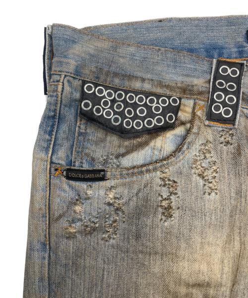 DOLCE & GABBANA（ドルチェ＆ガッバーナ）DOLCE & GABBANA (ドルチェ＆ガッバーナ) 加工デニムパンツ インディゴ サイズ:SIZE 52の古着・服飾アイテム