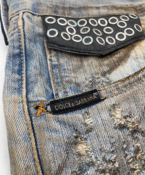 DOLCE & GABBANA（ドルチェ＆ガッバーナ）DOLCE & GABBANA (ドルチェ＆ガッバーナ) 加工デニムパンツ インディゴ サイズ:SIZE 52の古着・服飾アイテム