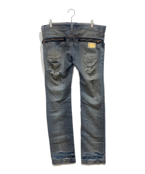 DOLCE & GABBANA（ドルチェ＆ガッバーナ）DOLCE & GABBANA (ドルチェ＆ガッバーナ) バックジップダメージ加工デニムパンツ インディゴ サイズ:SIZE 54 未使用品の古着・服飾アイテム