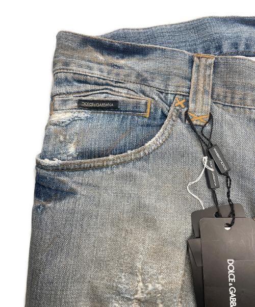 DOLCE & GABBANA（ドルチェ＆ガッバーナ）DOLCE & GABBANA (ドルチェ＆ガッバーナ) バックジップダメージ加工デニムパンツ インディゴ サイズ:SIZE 54 未使用品の古着・服飾アイテム
