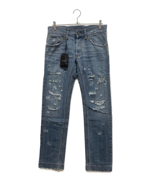 DOLCE & GABBANA（ドルチェ＆ガッバーナ）DOLCE & GABBANA (ドルチェ＆ガッバーナ) ダメージデニムパンツ インディゴ サイズ:48 未使用品の古着・服飾アイテム