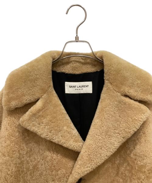 Saint Laurent Paris（サンローランパリ）Saint Laurent Paris (サンローランパリ) リアルシープムートン・ボア チェスターコート ベージュ サイズ:SIZE 50の古着・服飾アイテム