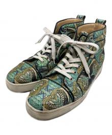 Christian Louboutin（クリスチャン・ルブタン）の古着「Louis Flat Python Mid-Top Sneaker」｜ブルー×イエロー