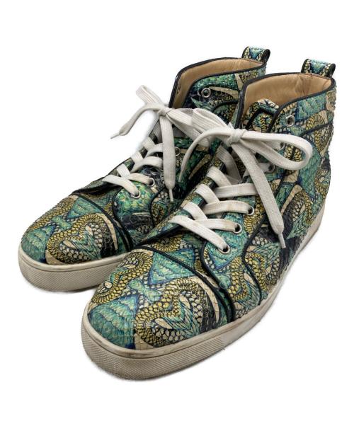 Christian Louboutin（クリスチャン・ルブタン）Christian Louboutin (クリスチャン・ルブタン) Louis Flat Python Mid-Top Sneaker ブルー×イエロー サイズ:SIZE43の古着・服飾アイテム