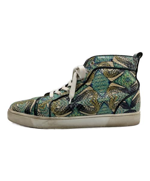 Christian Louboutin（クリスチャン・ルブタン）Christian Louboutin (クリスチャン・ルブタン) Louis Flat Python Mid-Top Sneaker ブルー×イエロー サイズ:SIZE43の古着・服飾アイテム